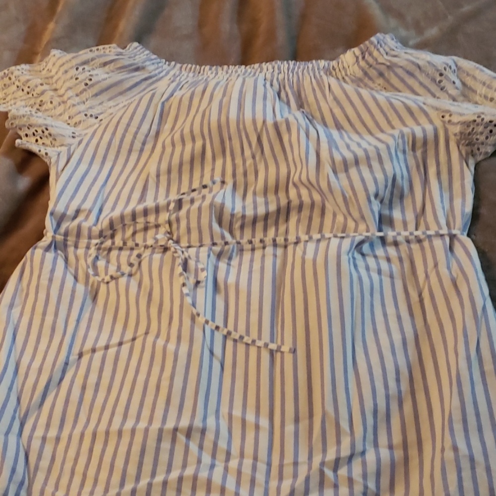 Blue and white striped dress